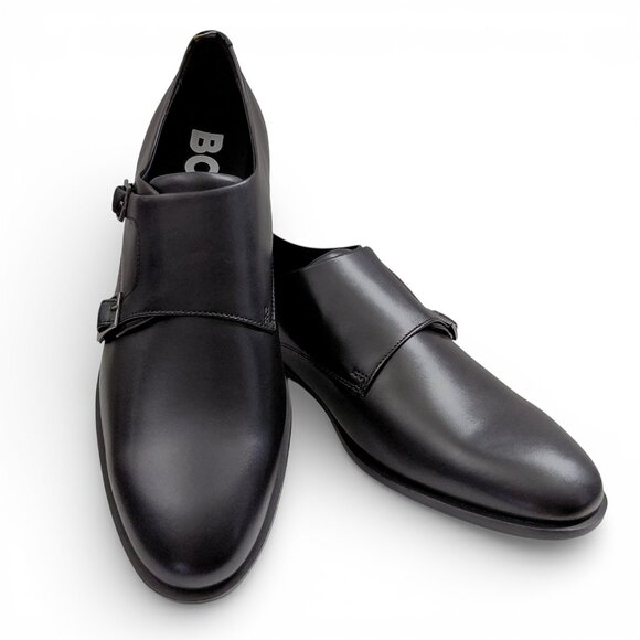 Hugo Boss Black Leather Double-Monk Men Shoes Size 11 US 0216 main image 3